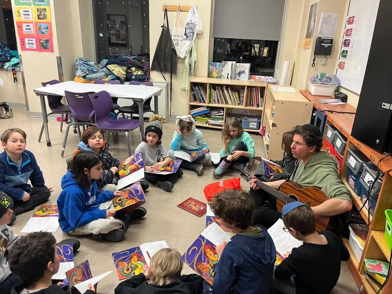 City Shul School students working together during a classroom activity